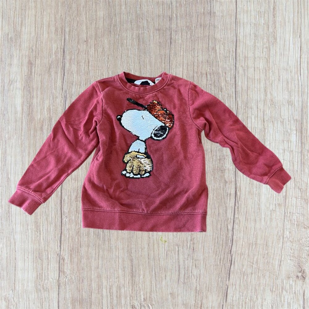 5-6 H&M Snoopy Flip Sequin Sweatshirt